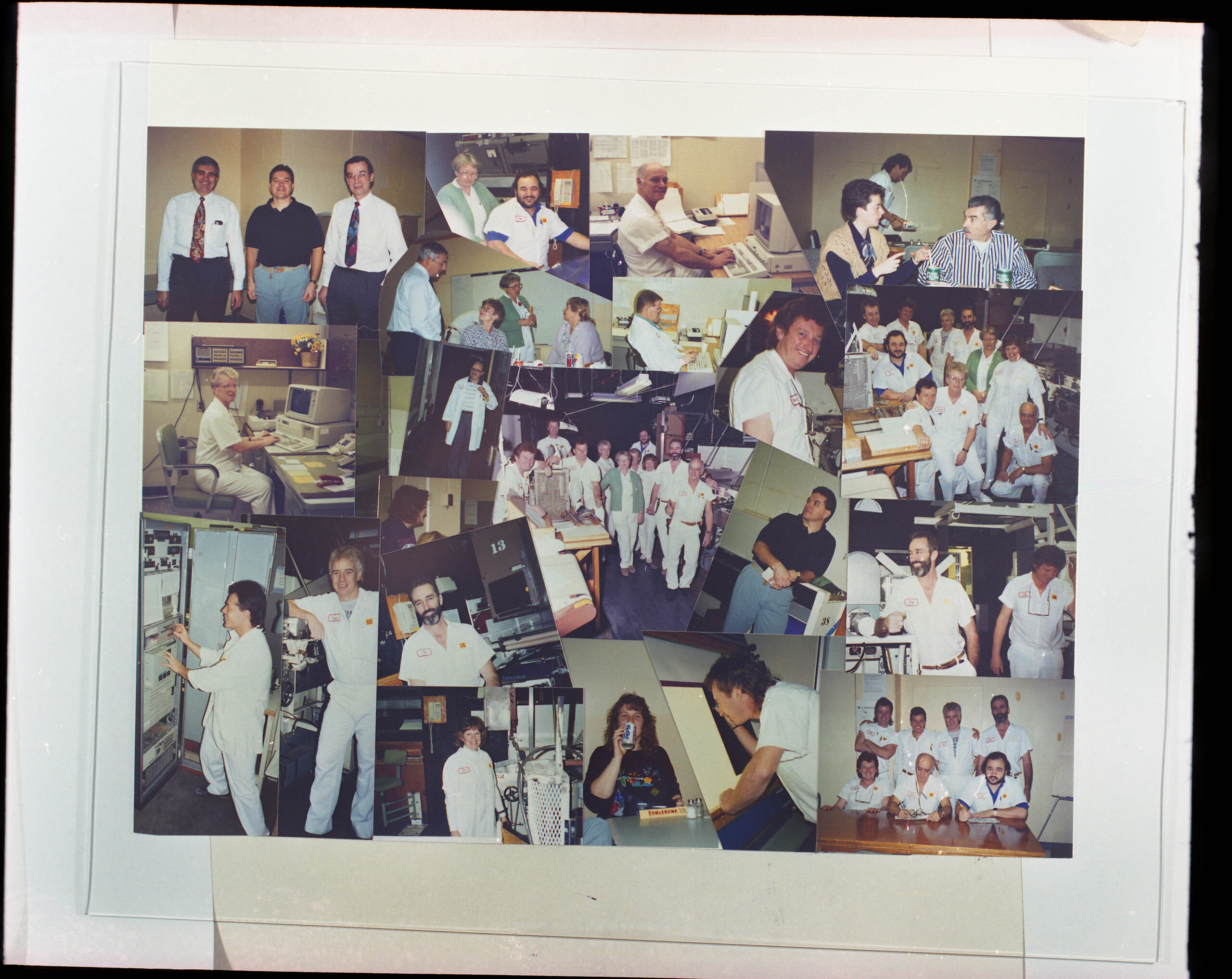 A collage of photographs of employees from Kodak's sheet film department