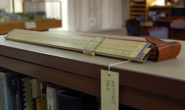 Donald Mordell's slide rule and case. (Artifact 563, shelf 642)