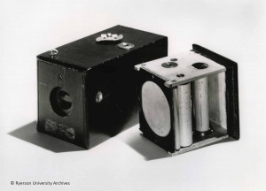The first Kodak camera, introduced in 1888, sold for $25, loaded with enough Eastman film for 100 exposures. It produced a 2 1/2 inch diameter negative.
