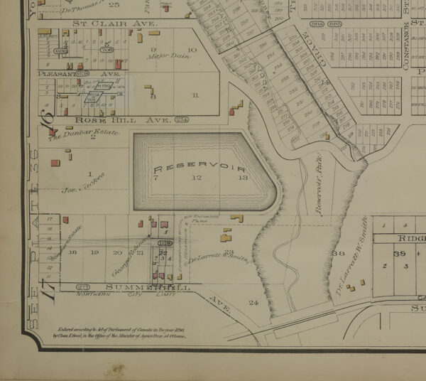 Section of larger map showing water reservoir.