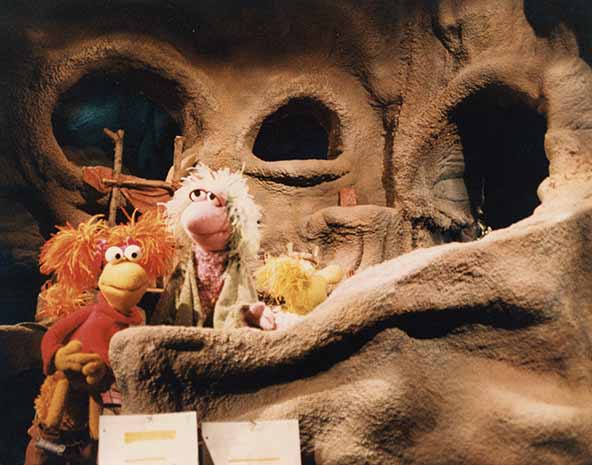 On-set photograph of muppets on the Fraggle Rock children's television show