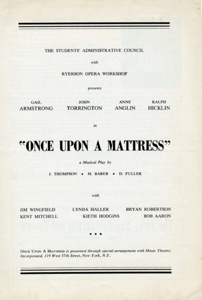 Front cover of Program for "Once Upon a Mattress" RG 718.02, image