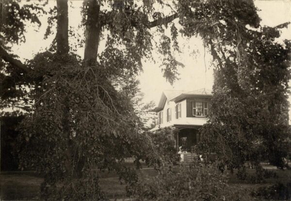 Two story home surrounded by trees