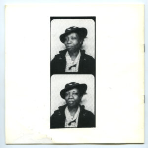 Back book cover with the title "A Portland Family album: Self-portrait of African American Community" with a black and white photograph of a Black woman wearing a hat