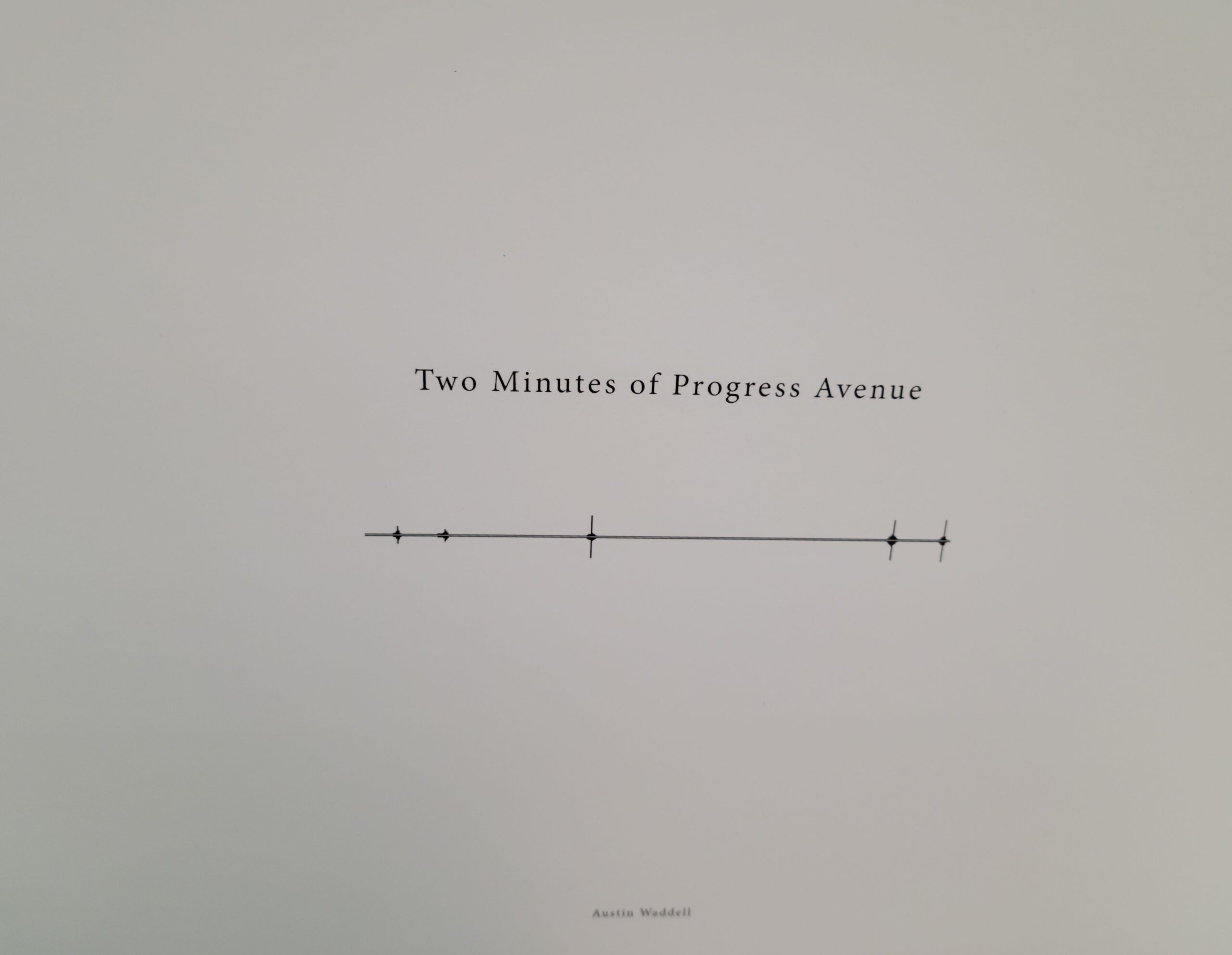 Photograph of front page of book Two Minutes of Progress Avenue by Austin Waddell