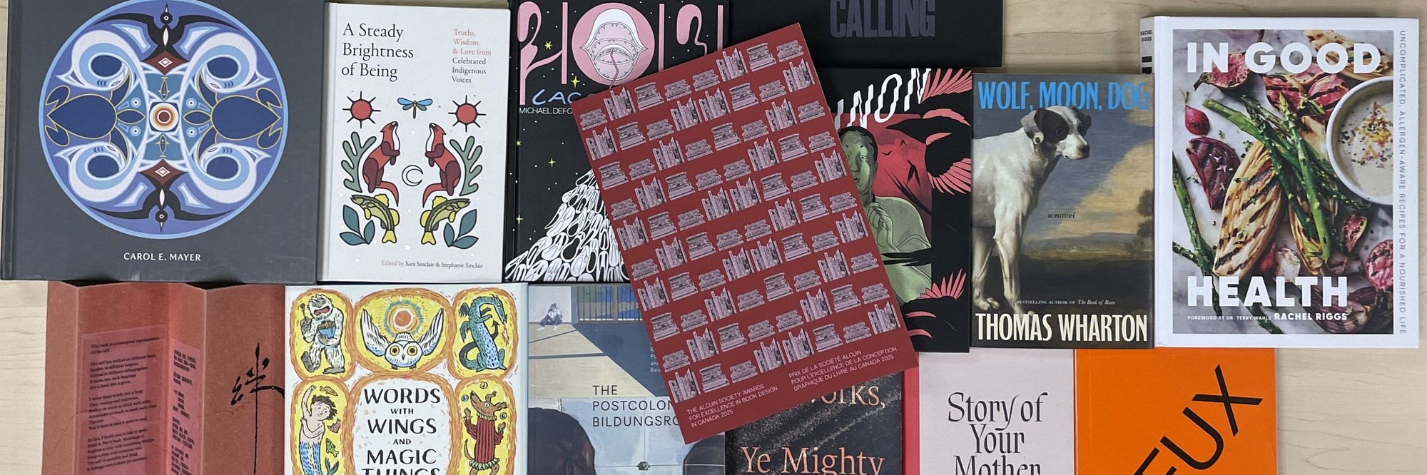 Prized books lay on a table