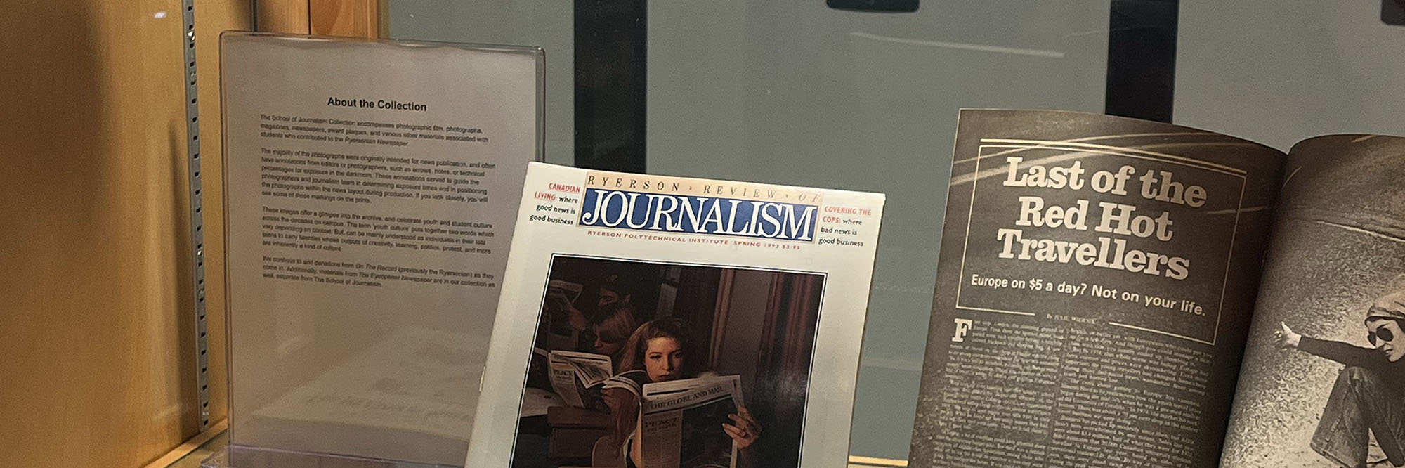 Interior of a display case with textual material