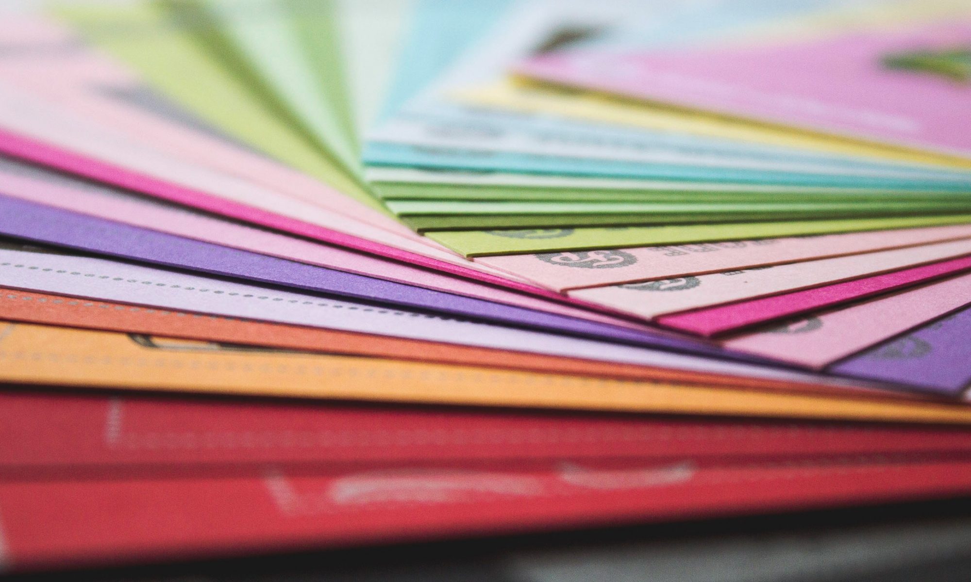 A stack of coloured paper.
