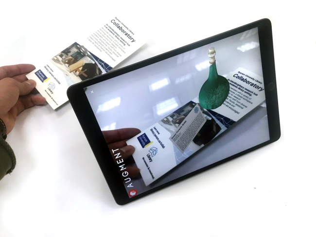 Augment reality image of vase. Educators and students can use mobile devises to see, interact, learn and experience the object.