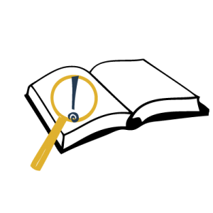 Open book with Magnifying glass